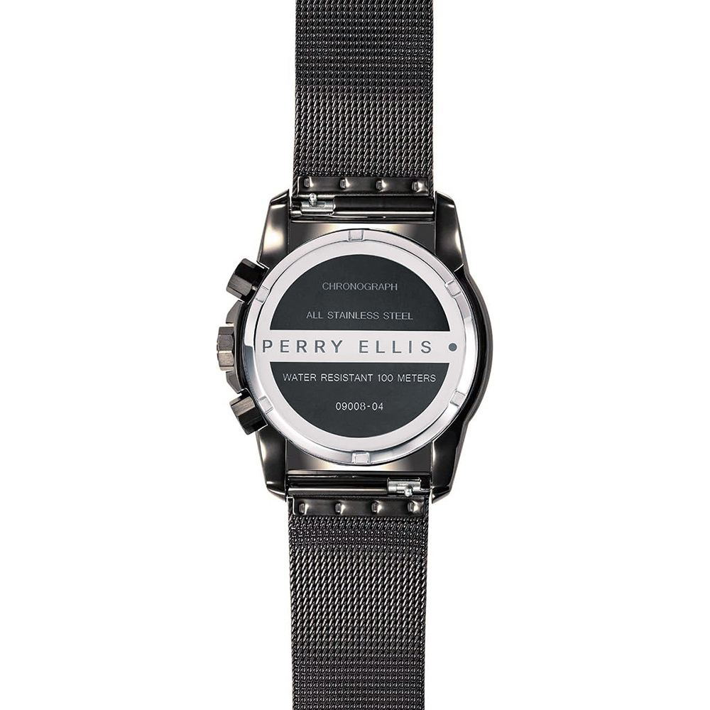 RELOJ PERRY ELLIS DECAGON GT 09008-04 FECHA CRONÓMETRO ACERO INOXIDABLE GUNMETAL - 6