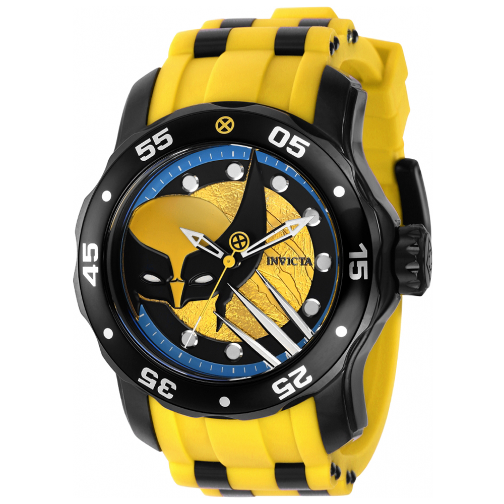 RELOJ INVICTA MARVEL X-MEN WOLVERINE 37373 EDICION LIMITADA CORREA DE SILICONA AMARILLO - 1
