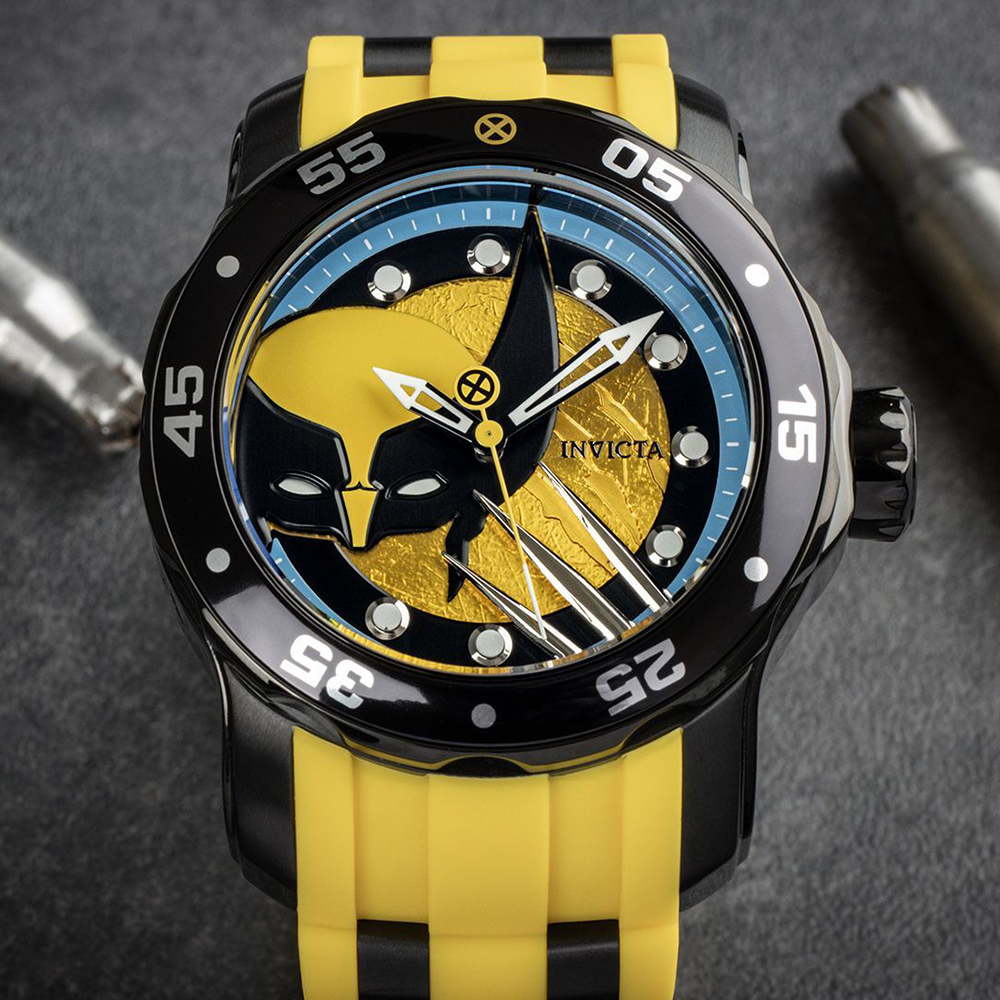 RELOJ INVICTA MARVEL X-MEN WOLVERINE 37373 EDICION LIMITADA CORREA DE SILICONA AMARILLO - 2