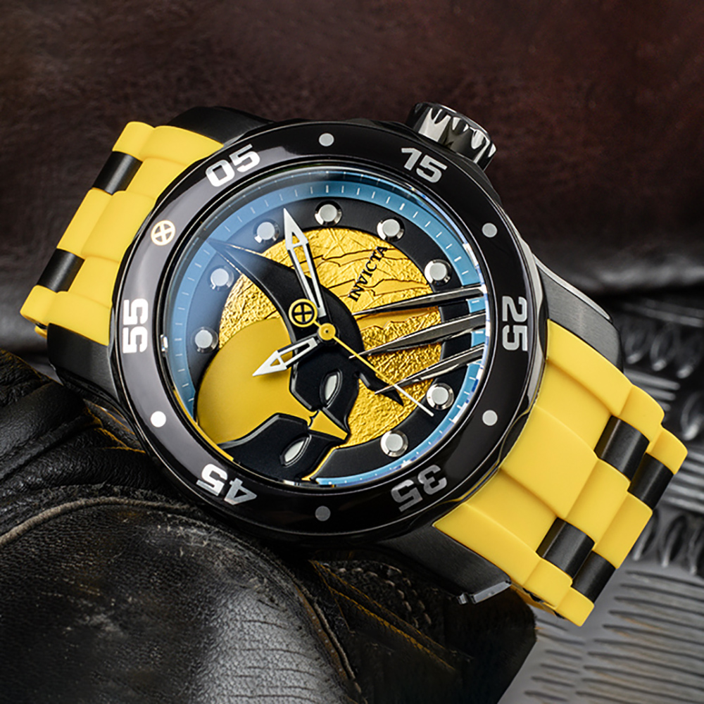 RELOJ INVICTA MARVEL X-MEN WOLVERINE 37373 EDICION LIMITADA CORREA DE SILICONA AMARILLO - 3