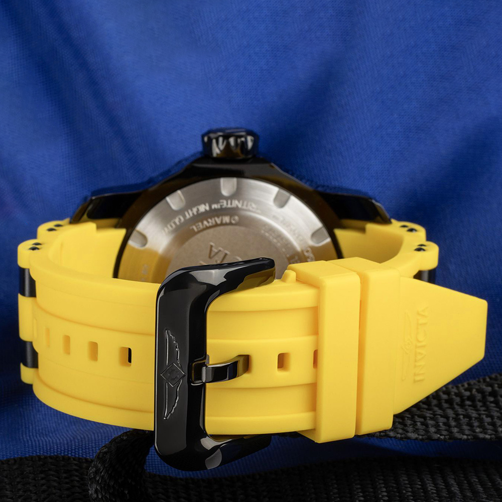 RELOJ INVICTA MARVEL X-MEN WOLVERINE 37373 EDICION LIMITADA CORREA DE SILICONA AMARILLO - 6