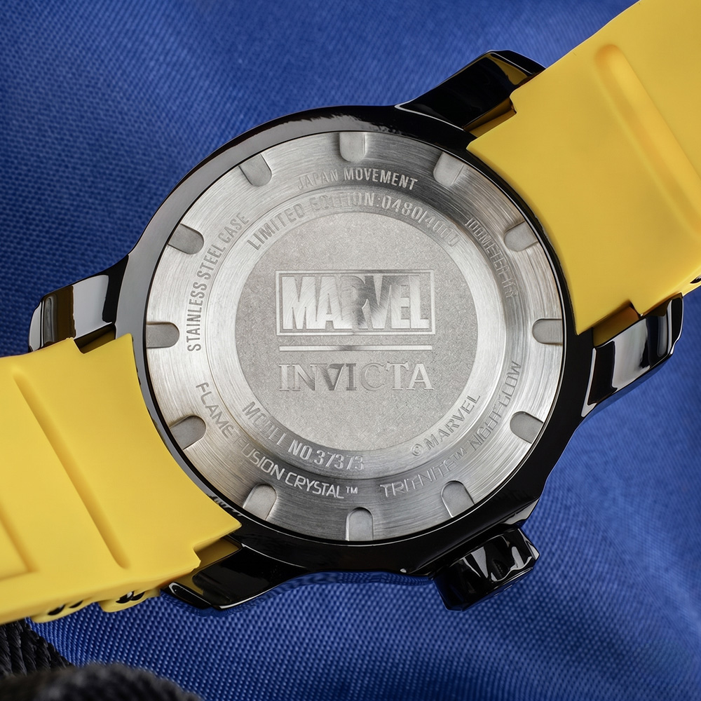 RELOJ INVICTA MARVEL X-MEN WOLVERINE 37373 EDICION LIMITADA CORREA DE SILICONA AMARILLO - 7
