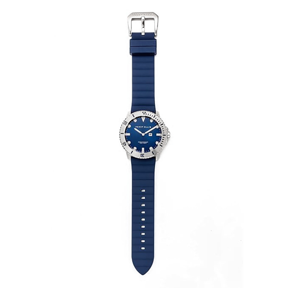 RELOJ PERRY ELLIS DEEP DIVER 46 02002-03 FECHA CORREA DE SILICONA Y DIAL AZUL - 5
