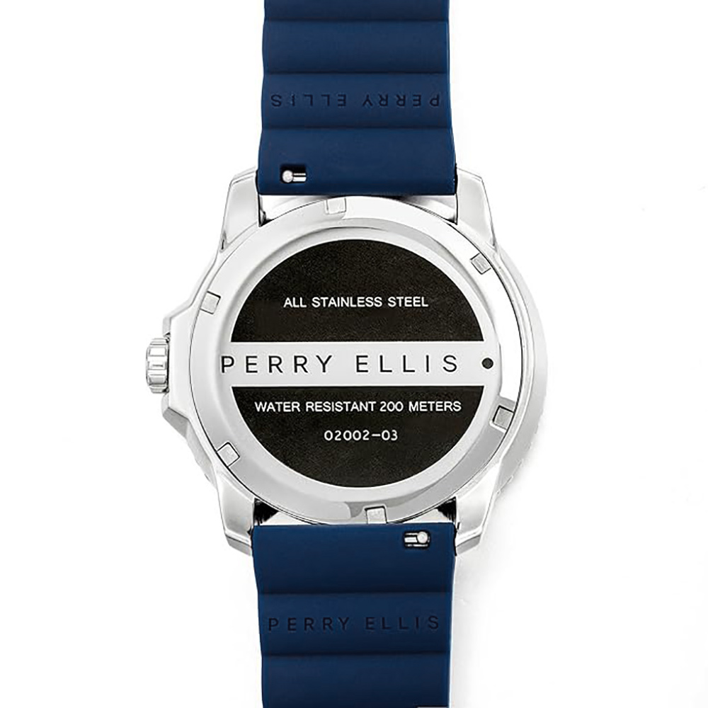 RELOJ PERRY ELLIS DEEP DIVER 46 02002-03 FECHA CORREA DE SILICONA Y DIAL AZUL - 6