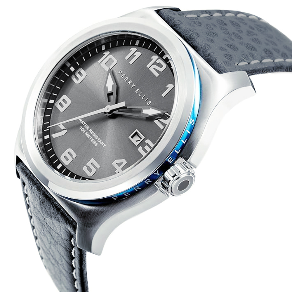 RELOJ PERRY ELLIS MEMPHIS 04010-01 FECHA CORREA DE CUERO Y DIAL GRIS - 2