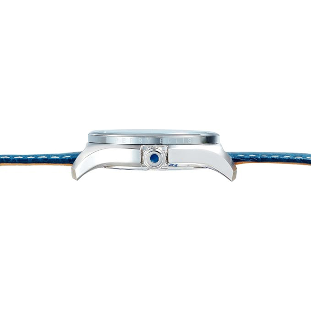 RELOJ PERRY ELLIS MEMPHIS 04009-01 FECHA CORREA DE CUERO AZUL DIAL CELESTE - 4