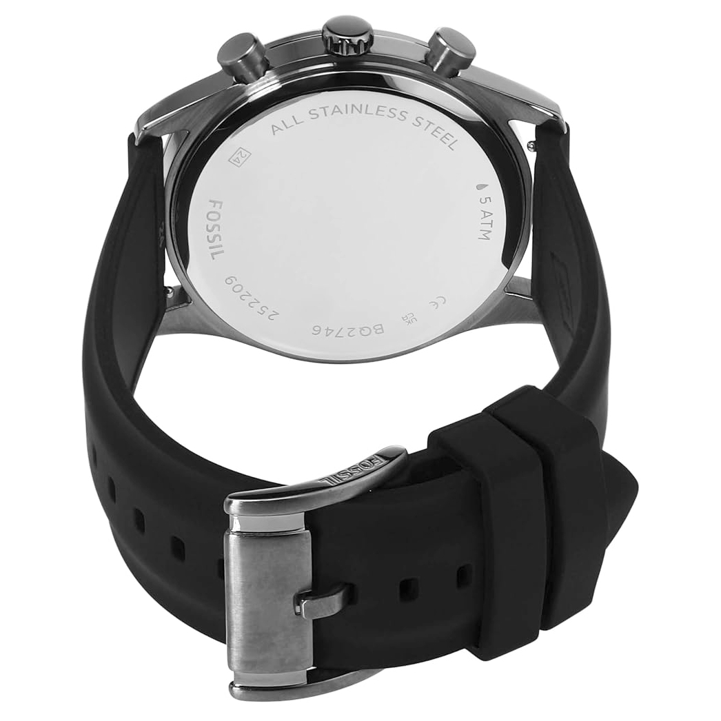 RELOJ FOSSIL SULLIVAN BQ2746 MULTIFUNCIONAL ACERO INOXIDABLE GUNMETAL CORREA SILICONA NEGRO - 7