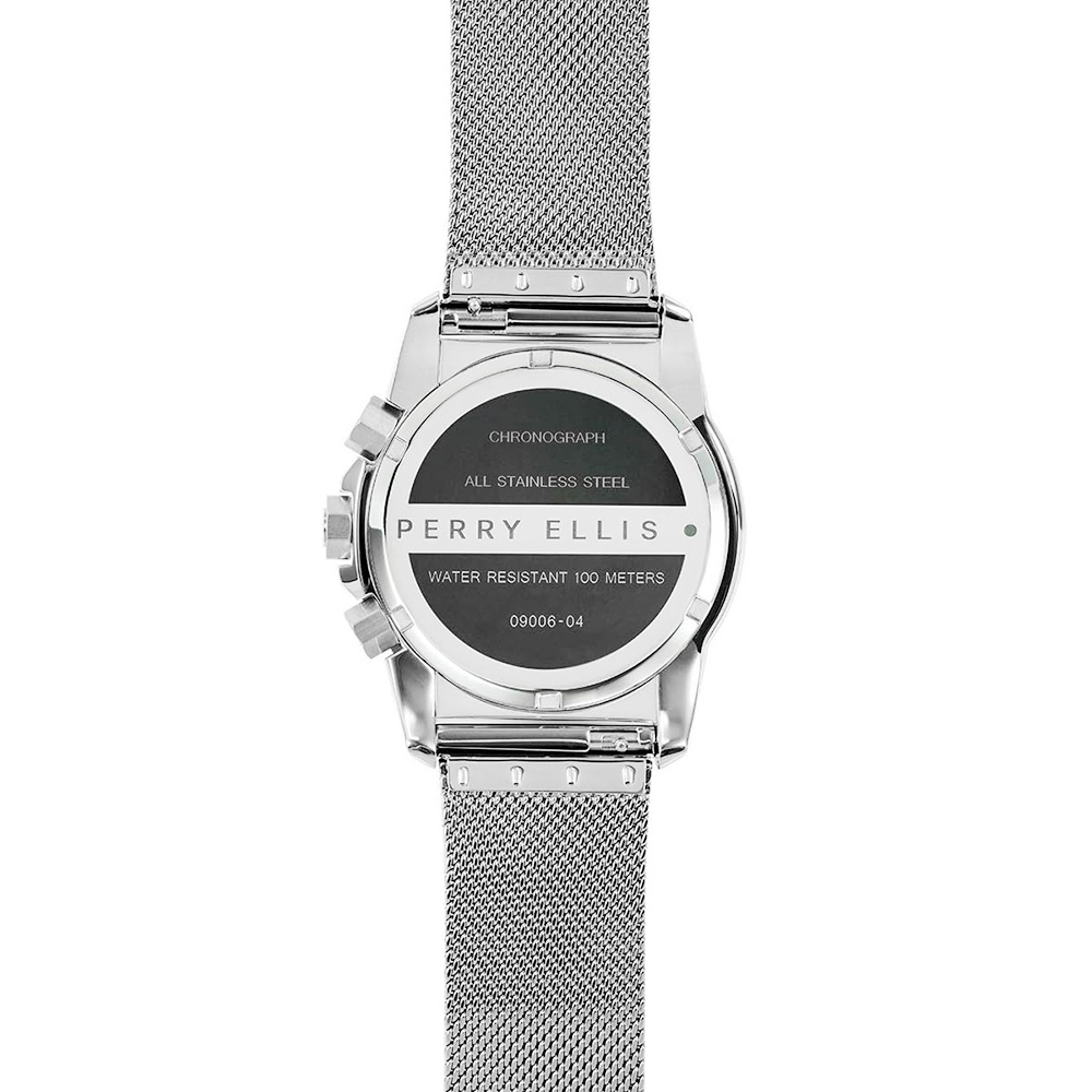 RELOJ PERRY ELLIS DECAGON GT 09006-04 FECHA CRONÓMETRO ACERO INOXIDABLE DIAL PLATEADO - 6