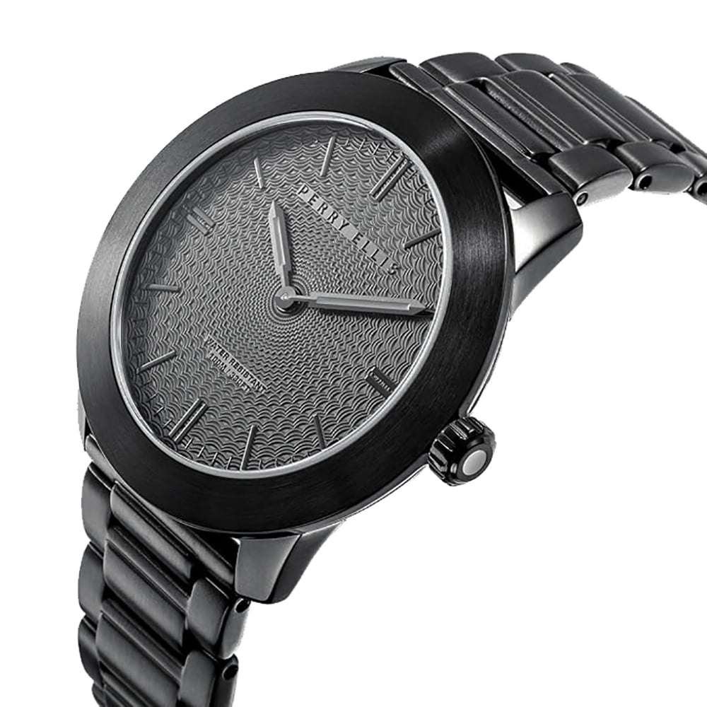 RELOJ PERRY ELLIS SLIM LINE 42 07009-02 ACERO INOXIDABLE NEGRO DIAL GRIS OSCURO - 2