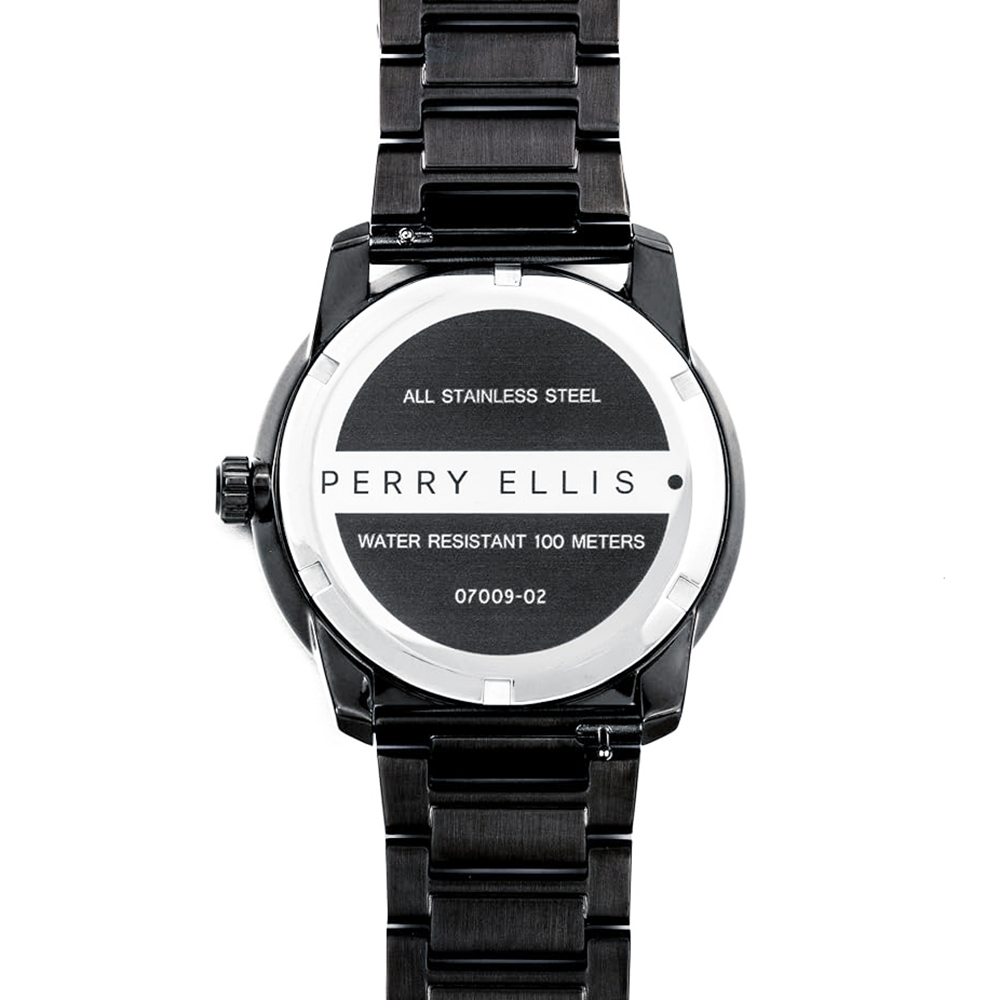 RELOJ PERRY ELLIS SLIM LINE 42 07009-02 ACERO INOXIDABLE NEGRO DIAL GRIS OSCURO - 5