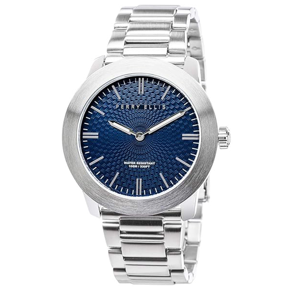 RELOJ PERRY ELLIS SLIM LINE 42 07002-02 ACERO INOXIDABLE DIAL AZUL - 1