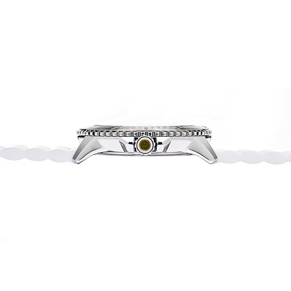 RELOJ PERRY ELLIS DEEP DIVER 42 06003-03 FECHA CORREA DE SILICONA BLANCO DIAL VERDE - 4