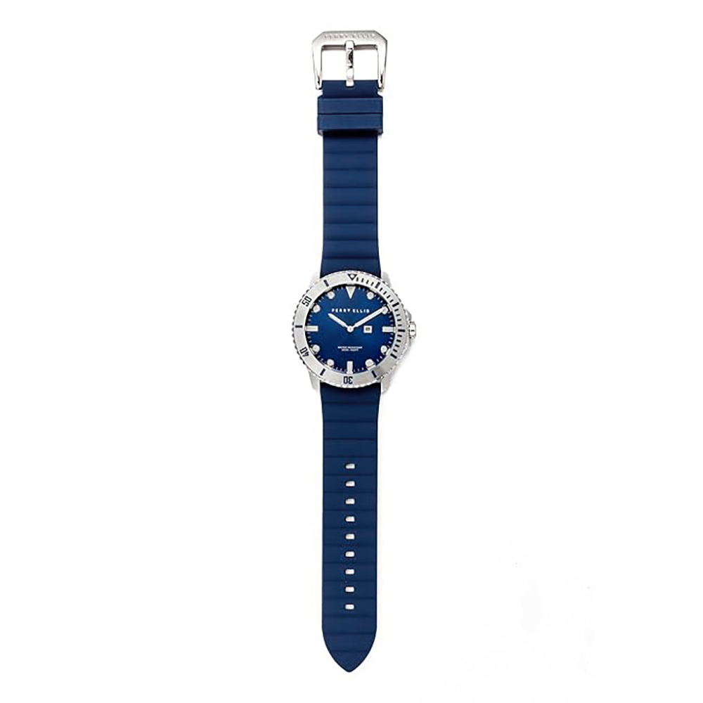 RELOJ PERRY ELLIS DEEP DIVER 42 06002-03 FECHA CORREA DE SILICONA Y DIAL AZUL - 5