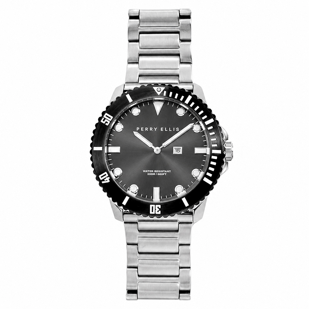 RELOJ PERRY ELLIS DEEP DIVER 42 06004-02 FECHA ACERO INOXIDABLE DIAL NEGRO - 5