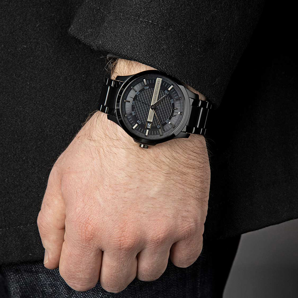 RELOJ ARMANI EXCHANGE HAMPTON AX2104 FECHA ACERO INOXIDABLE NEGRO - 6