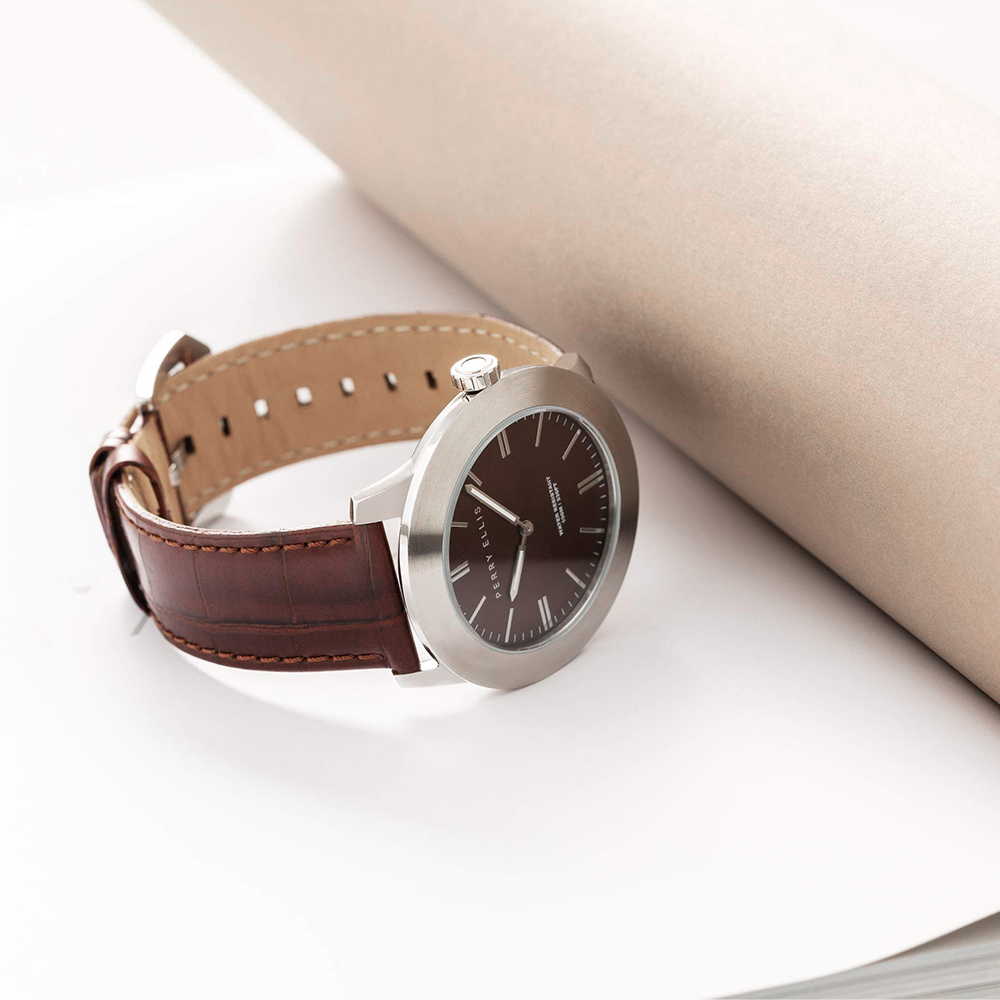 RELOJ PARA HOMBRE PERRY ELLIS SLIM LINE 46 03003-01 CORREA DE CUERO Y DIAL MARRÓN - 4