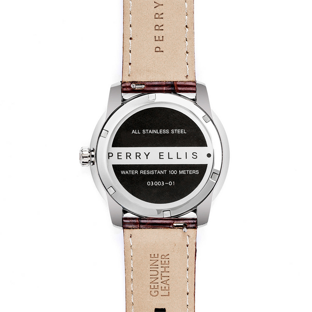 RELOJ PARA HOMBRE PERRY ELLIS SLIM LINE 46 03003-01 CORREA DE CUERO Y DIAL MARRÓN - 6