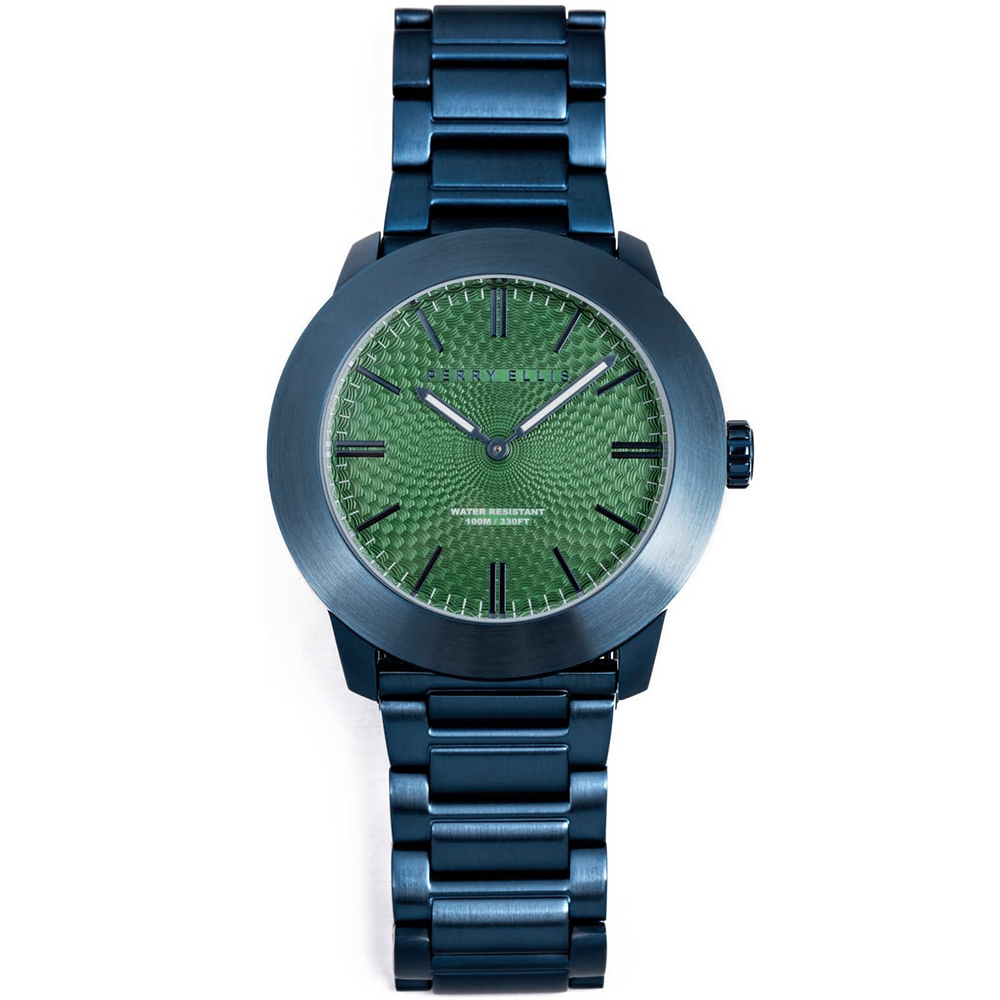 RELOJ PERRY ELLIS SLIM LINE 46 03012-02 ACERO INOXIDABLE AZUL DIAL VERDE - 4