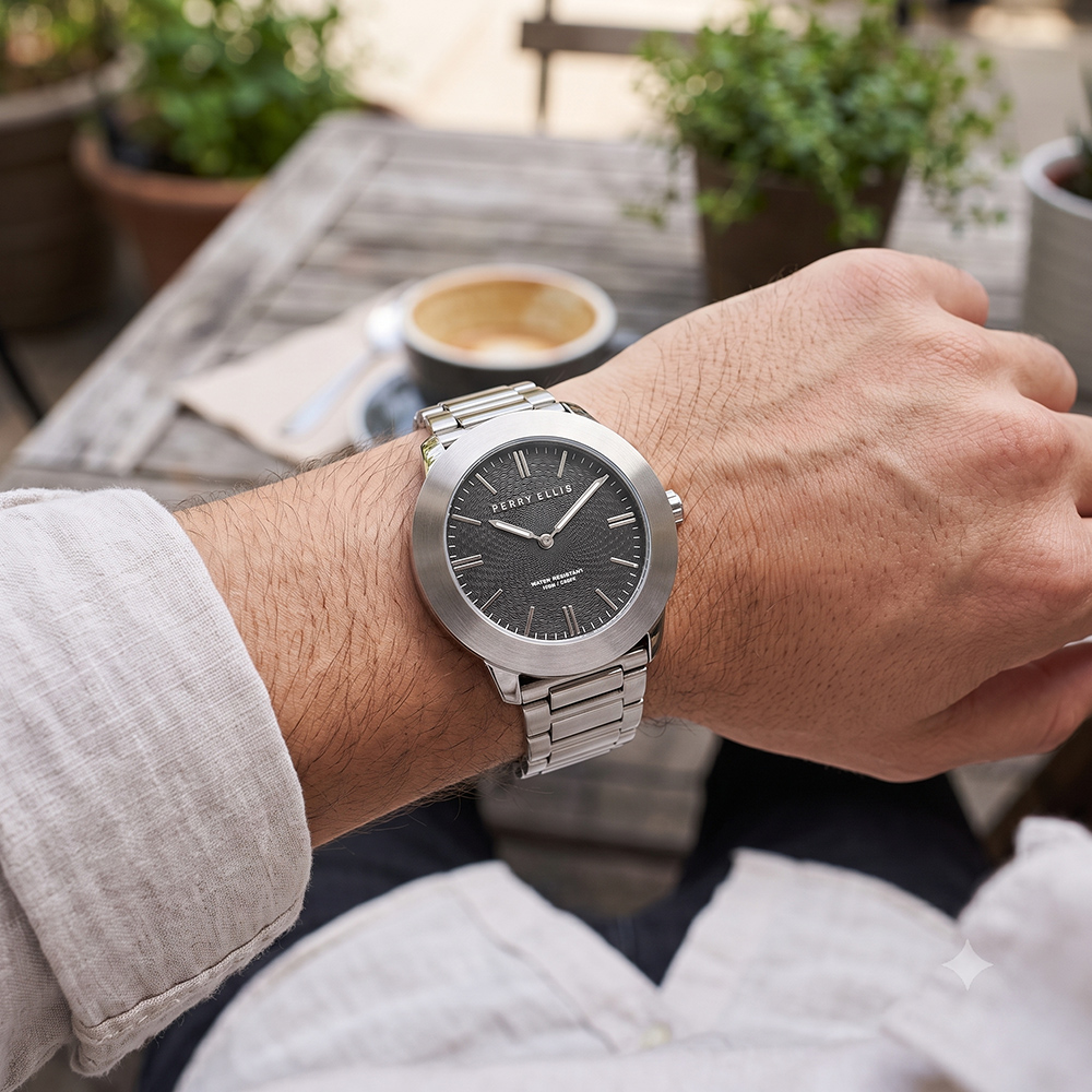 RELOJ PERRY ELLIS SLIM LINE 46 03001-02 ACERO INOXIDABLE DIAL GRIS - 3