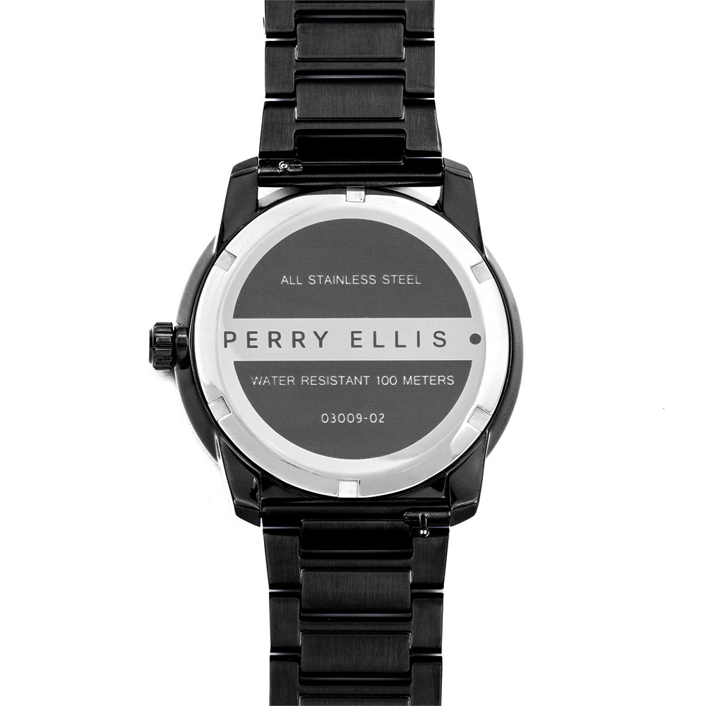 RELOJ PERRY ELLIS SLIM LINE 46 03009-02 ACERO INOXIDABLE NEGRO - 6