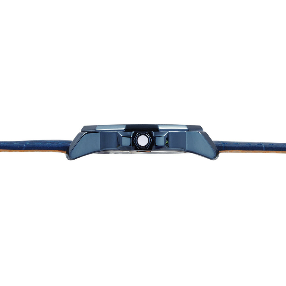 RELOJ PERRY ELLIS DECAGON 42 08006-01 FECHA ACERO INOXIDABLE CORREA DE CUERO Y DIAL AZUL - 4