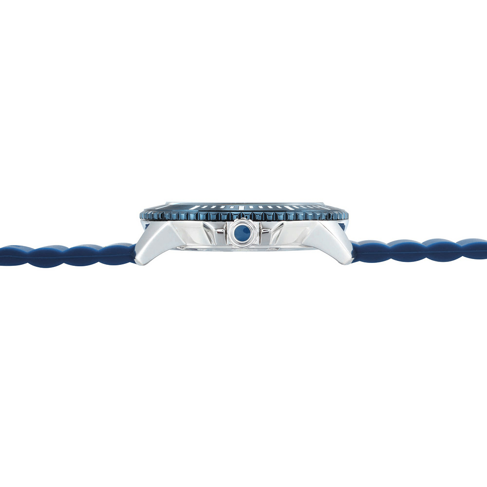 RELOJ PERRY ELLIS DEEP DIVER 42 06006-03 FECHA ACERO INOXIDABLE CORREA DE SILICONA Y DIAL AZUL - 4