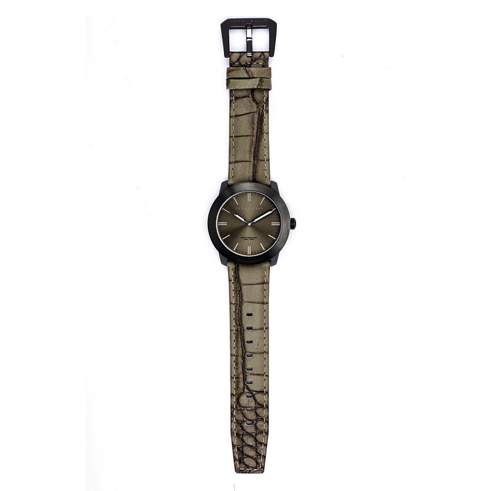 RELOJ PERRY ELLIS SLIM LINE 42 07006-01 ACERO INOXIDABLE CORREA DE CUERO DIAL BEIGE OSCURO - 5