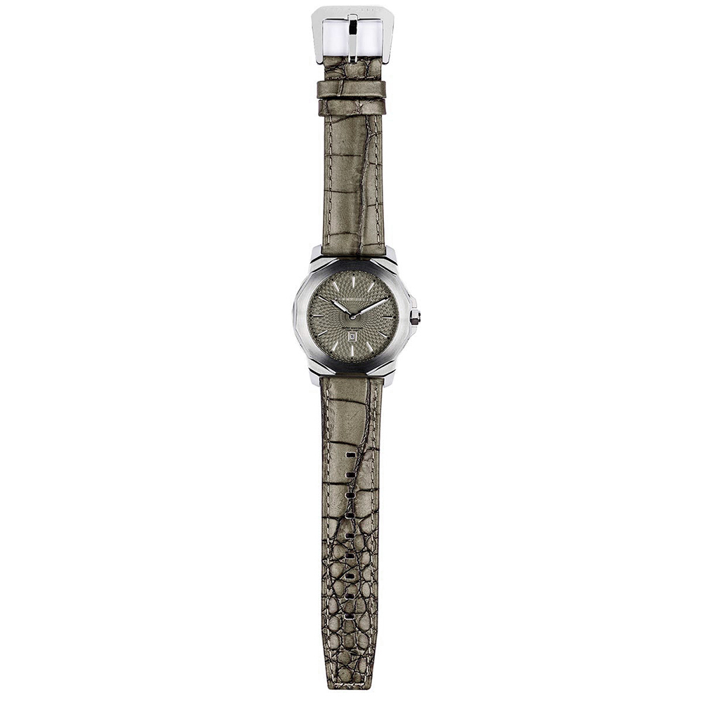 RELOJ PERRY ELLIS DECAGON 42 08004-01 FECHA ACERO INOXIDABLE CORREA DE CUERO DIAL BEIGE - 5