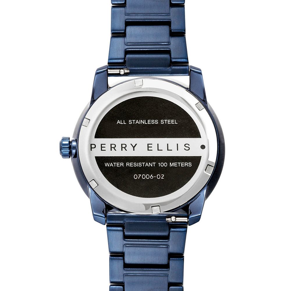 RELOJ PERRY ELLIS SLIM LINE 42 07006-02 ACERO INOXIDABLE AZUL DIAL VINO - 5
