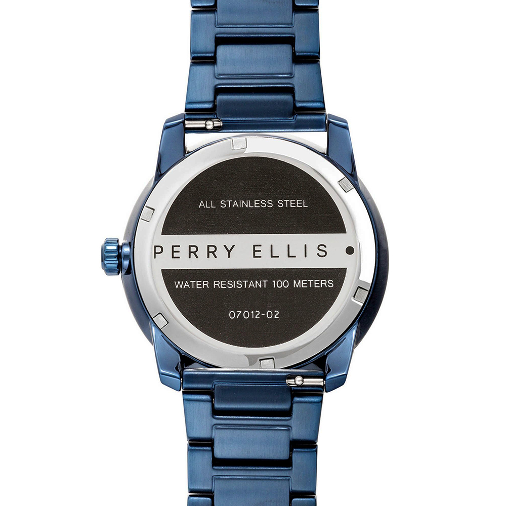 RELOJ PERRY ELLIS SLIM LINE 42 07012-02 ACERO INOXIDABLE AZUL DIAL VERDE - 6
