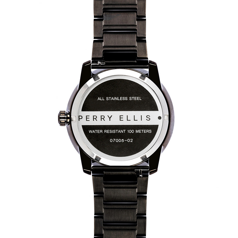 RELOJ PERRY ELLIS SLIM LINE 42 07005-02 ACERO INOXIDABLE NEGRO DIAL VINO - 5