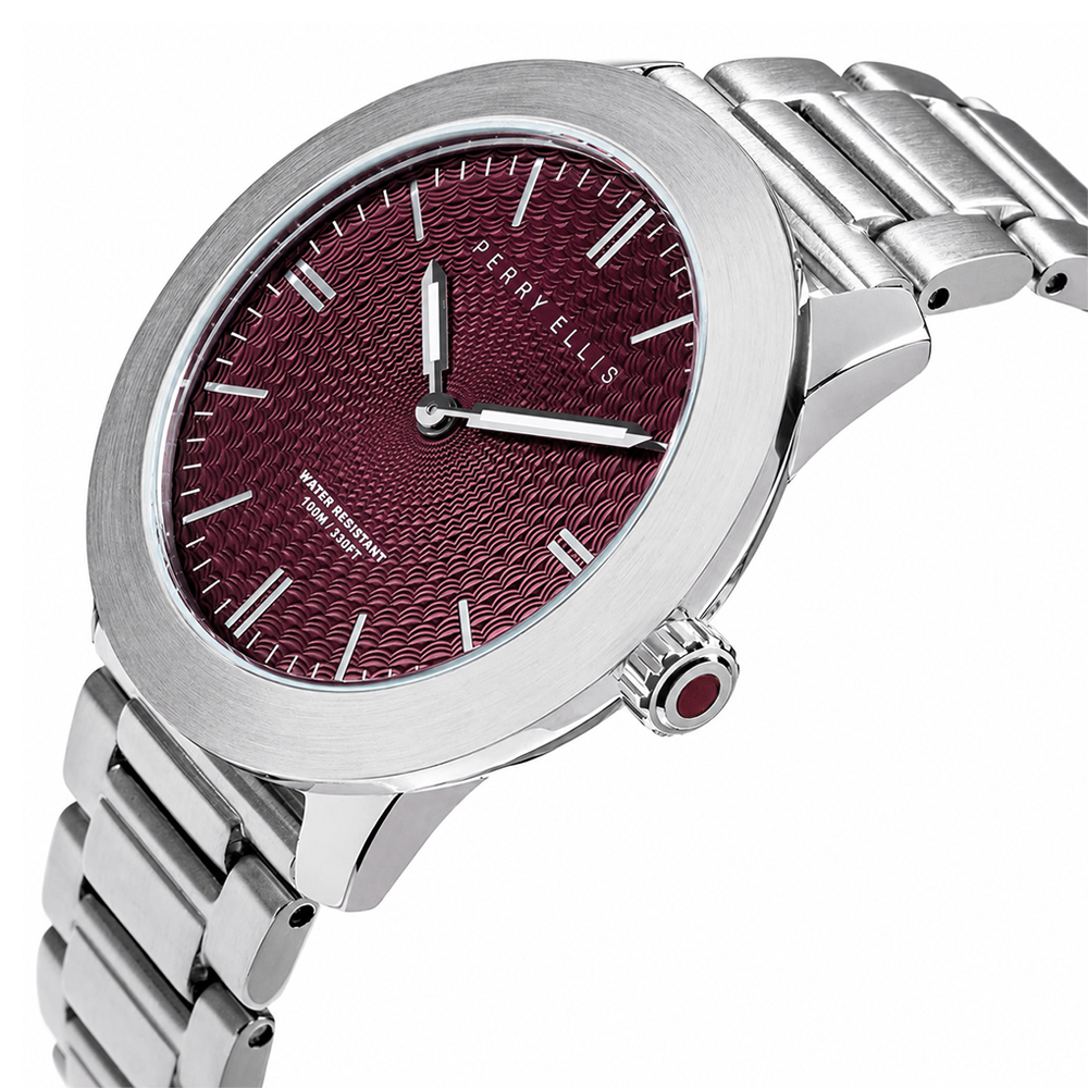 RELOJ PERRY ELLIS SLIM LINE 42 07004-02 ACERO INOXIDABLE DIAL VINO - 2