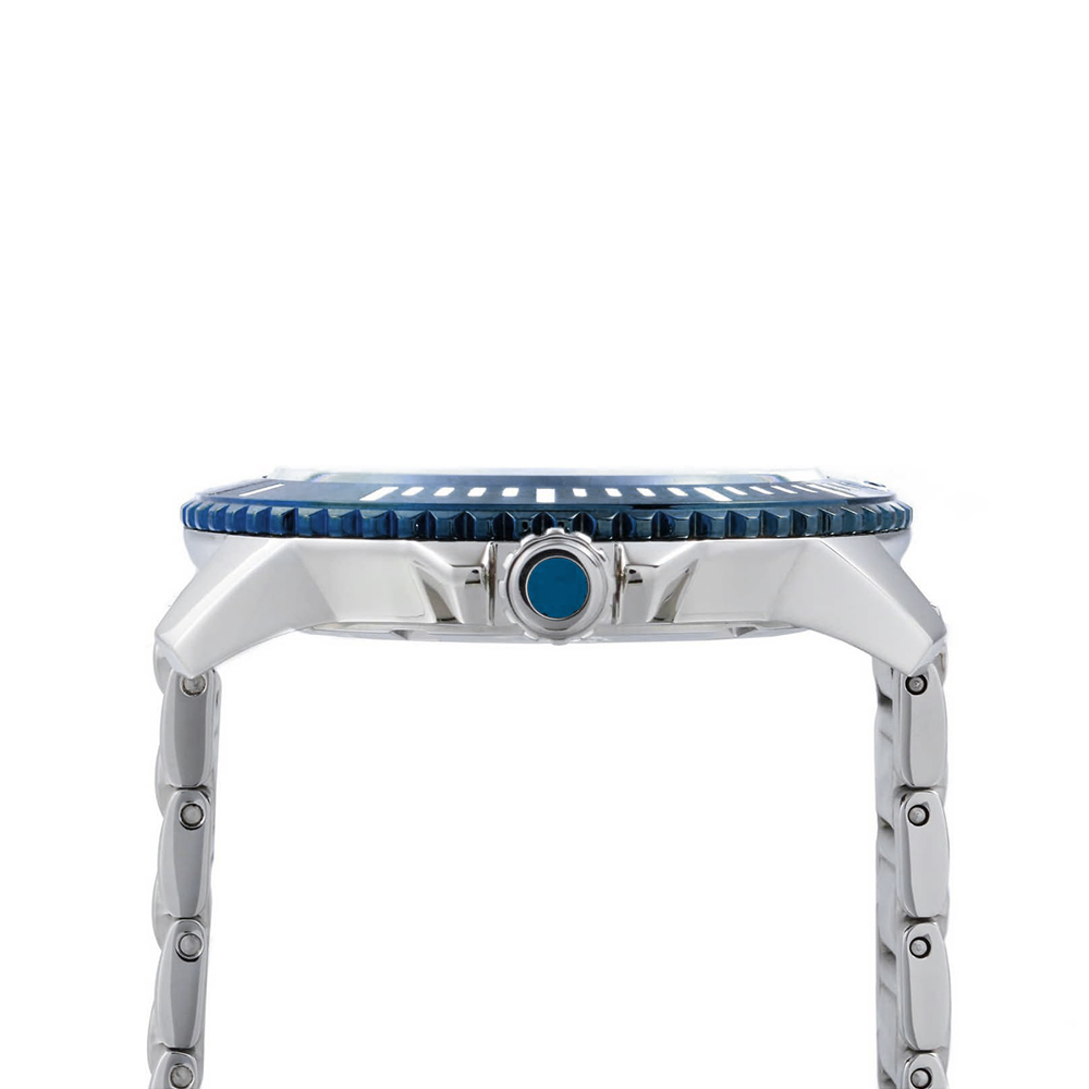 RELOJ PERRY ELLIS DEEP DIVER 42 06005-02 FECHA ACERO INOXIDABLE DIAL AZUL - 4