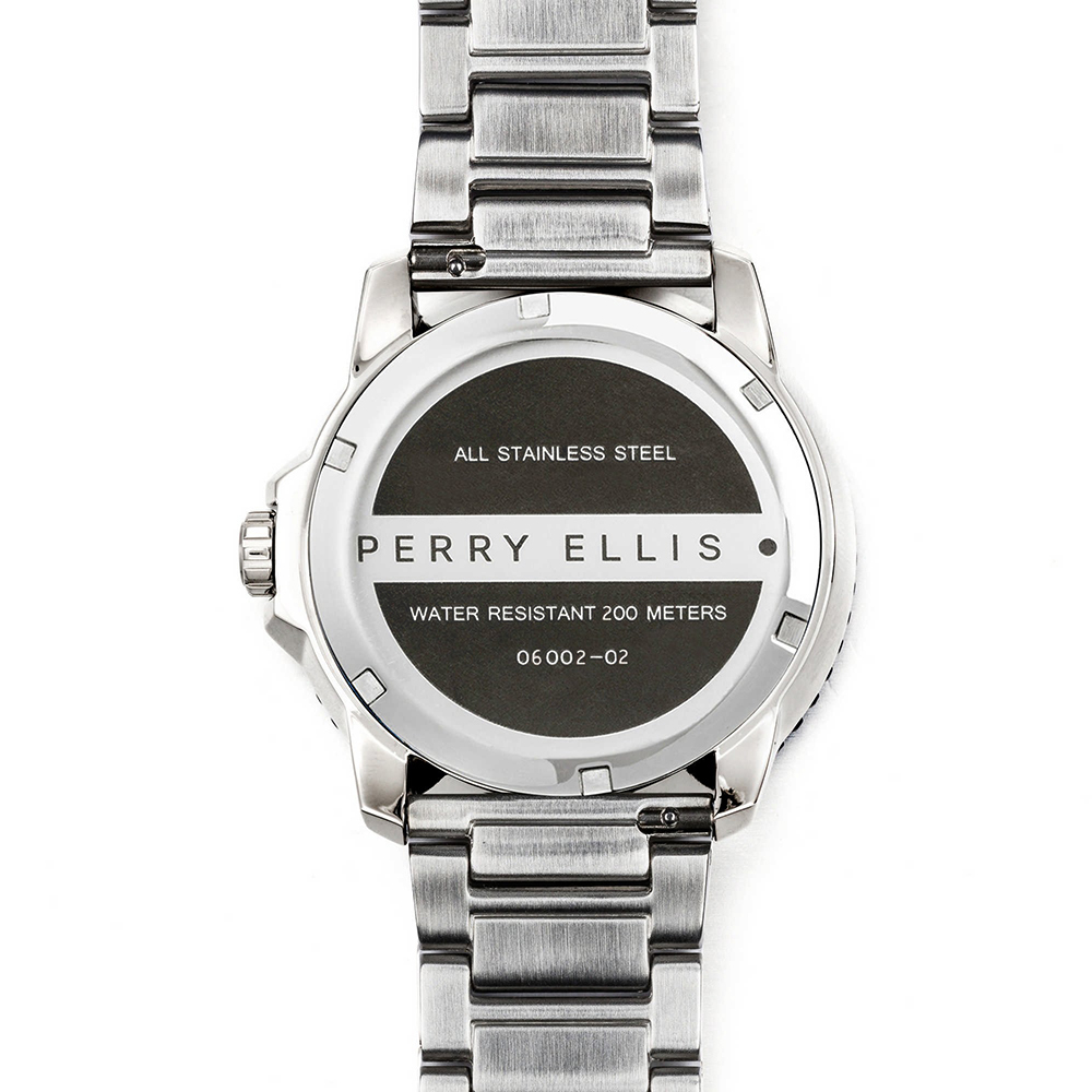 RELOJ PERRY ELLIS DEEP DIVER 42 06002-02 FECHA ACERO INOXIDABLE DIAL AZUL - 6