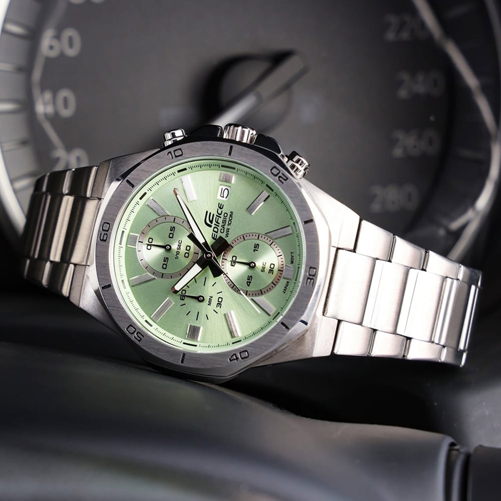 RELOJ HOMBRE ANÁLOGO CASIO EDIFICE EFV-640D-3AV FECHA CRONÓMETRO DIAL VERDE - 2