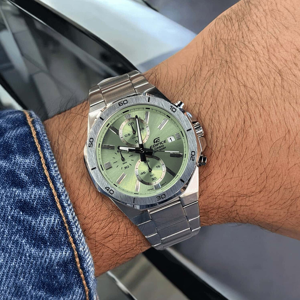 RELOJ HOMBRE ANÁLOGO CASIO EDIFICE EFV-640D-3AV FECHA CRONÓMETRO DIAL VERDE - 5