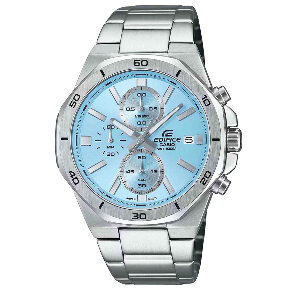 RELOJ HOMBRE ANÁLOGO CASIO EDIFICE EFV-640D-2BV FECHA CRONÓMETRO DIAL CELESTE - 1