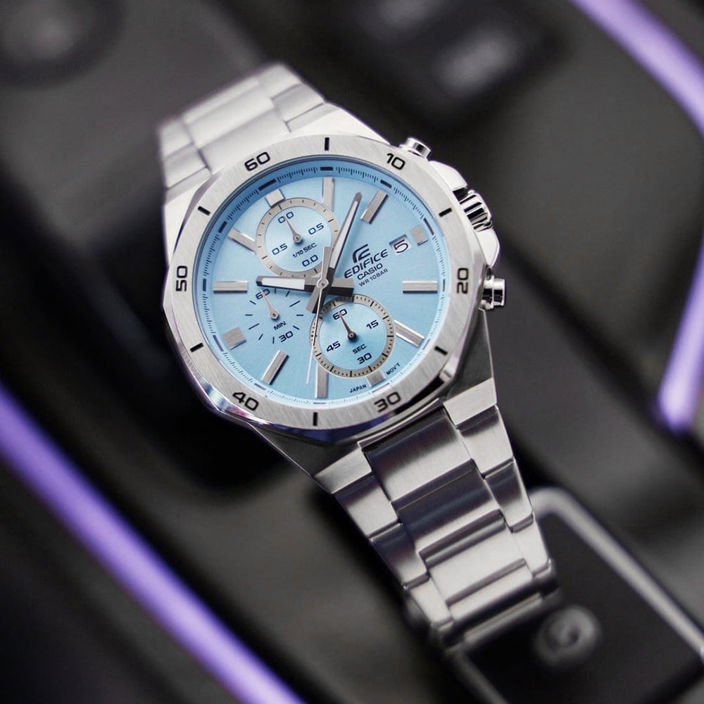 RELOJ HOMBRE ANÁLOGO CASIO EDIFICE EFV-640D-2BV FECHA CRONÓMETRO DIAL CELESTE - 3