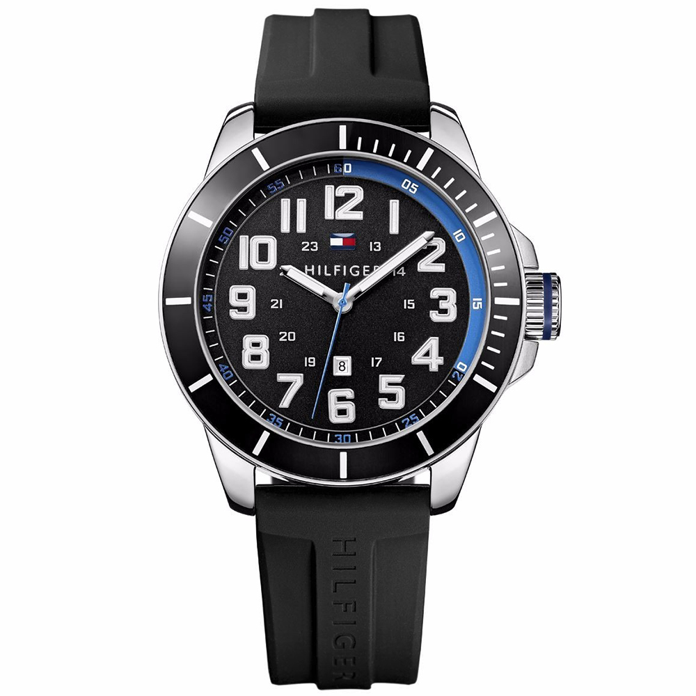 RELOJ HOMBRE ANÁLOGO TOMMY HILFIGER 1791072 FECHA ACERO INOXIDABLE CORREA DE SILICONA NEGRO - 1