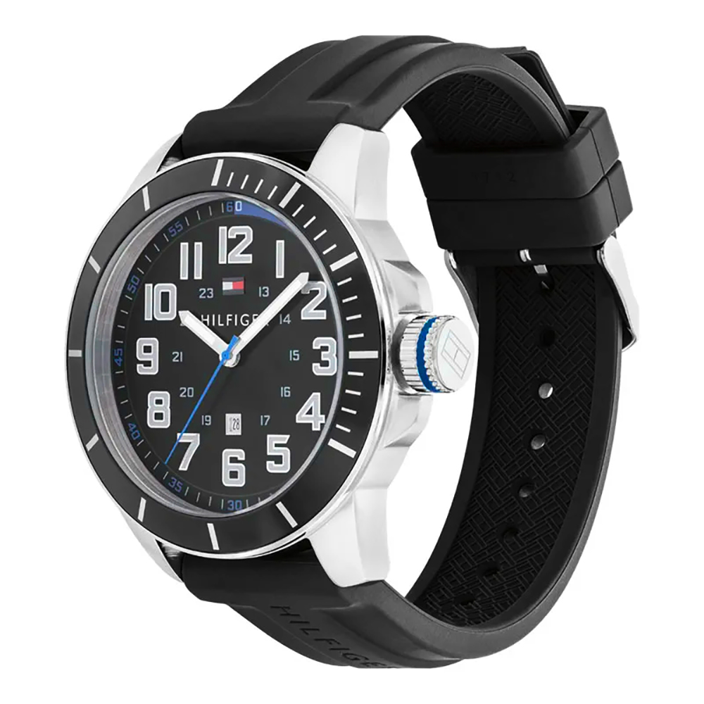 RELOJ HOMBRE ANÁLOGO TOMMY HILFIGER 1791072 FECHA ACERO INOXIDABLE CORREA DE SILICONA NEGRO - 2