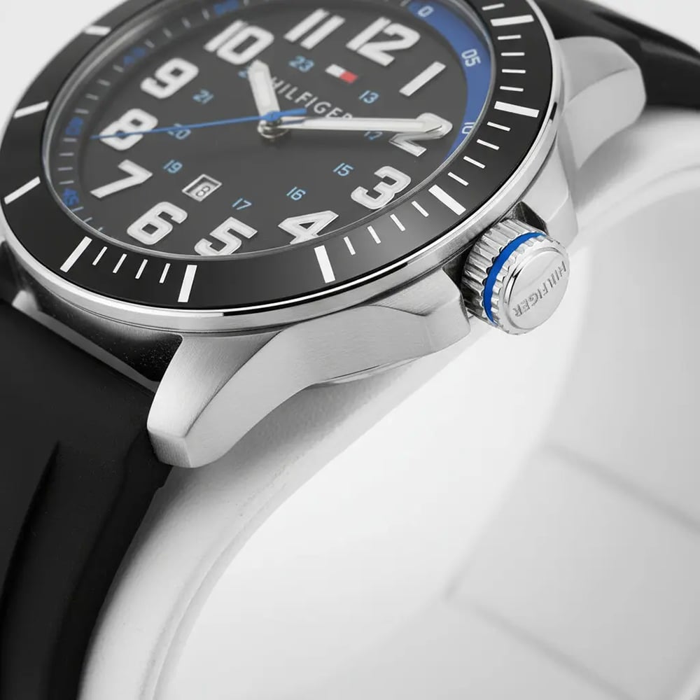RELOJ HOMBRE ANÁLOGO TOMMY HILFIGER 1791072 FECHA ACERO INOXIDABLE CORREA DE SILICONA NEGRO - 5