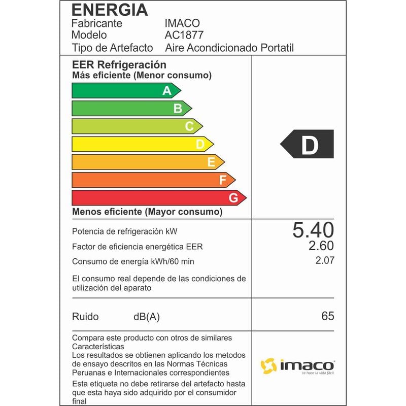 AIRE ACONDICIONADO 18000 BTU AC1877 IMACO - 4