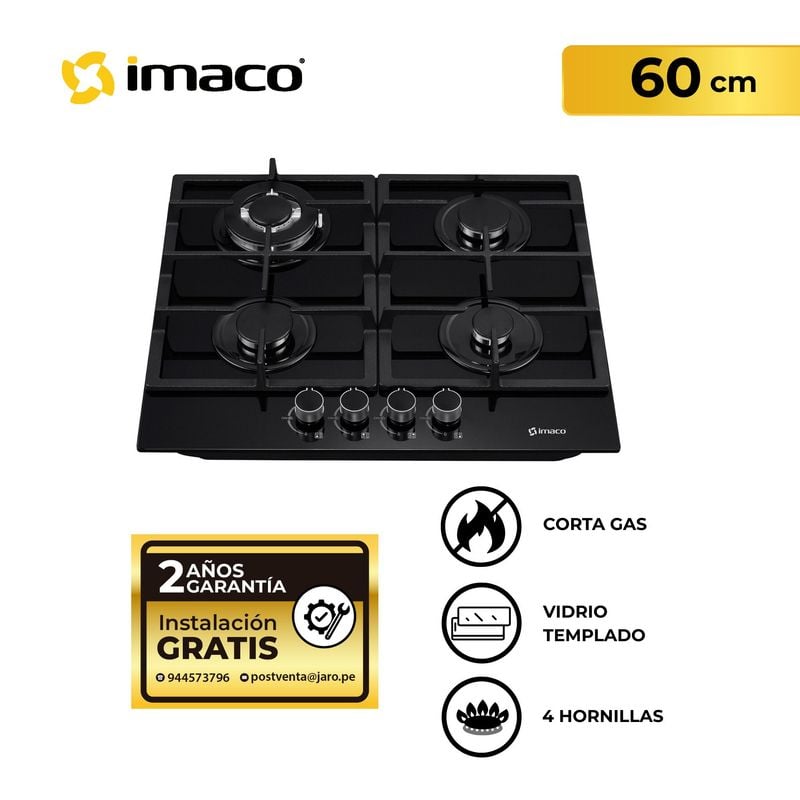 COCINA EMPOTRABLE GAS X4 QUEMADORES IENC60 IMACO - 1