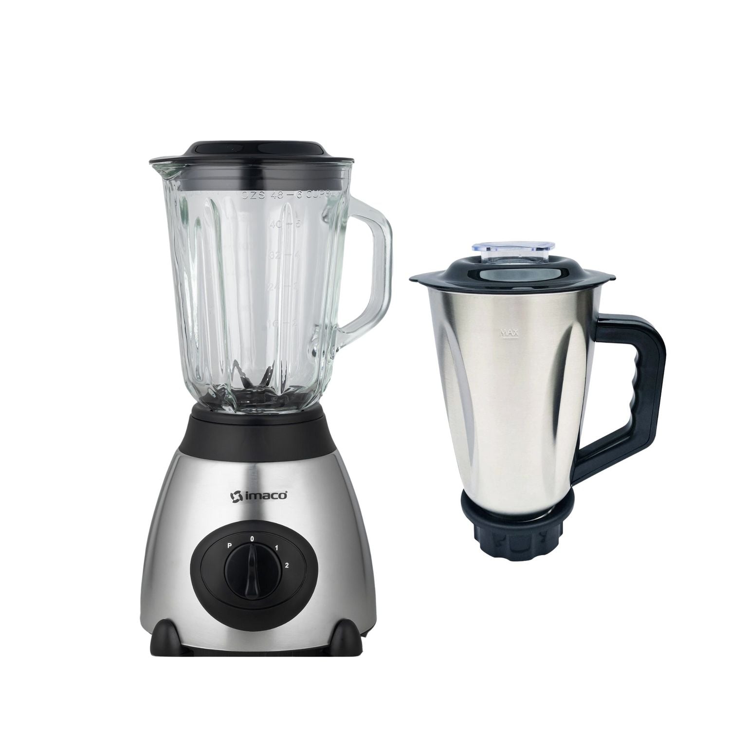 COMBO LICUADORA 1.5LTS 2VEL ACERO INOX+ VASO ACERO COCTELERO IMACO - 1