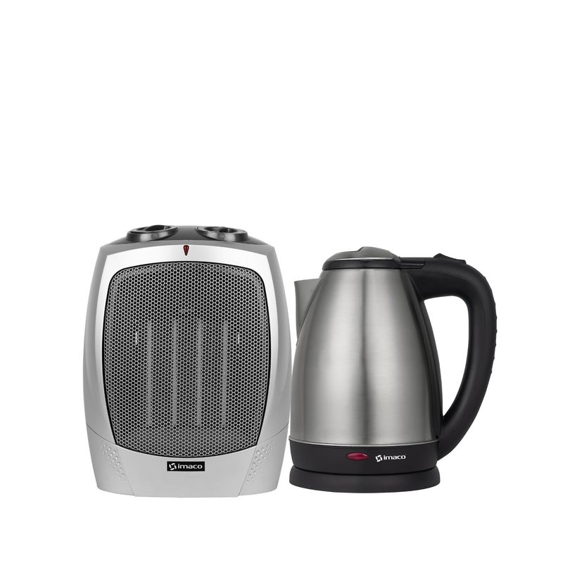 COMBO TERMOVENTILADOR PORTATIL + HERVIDOR METÁLICO 18LTS IMACO - 1