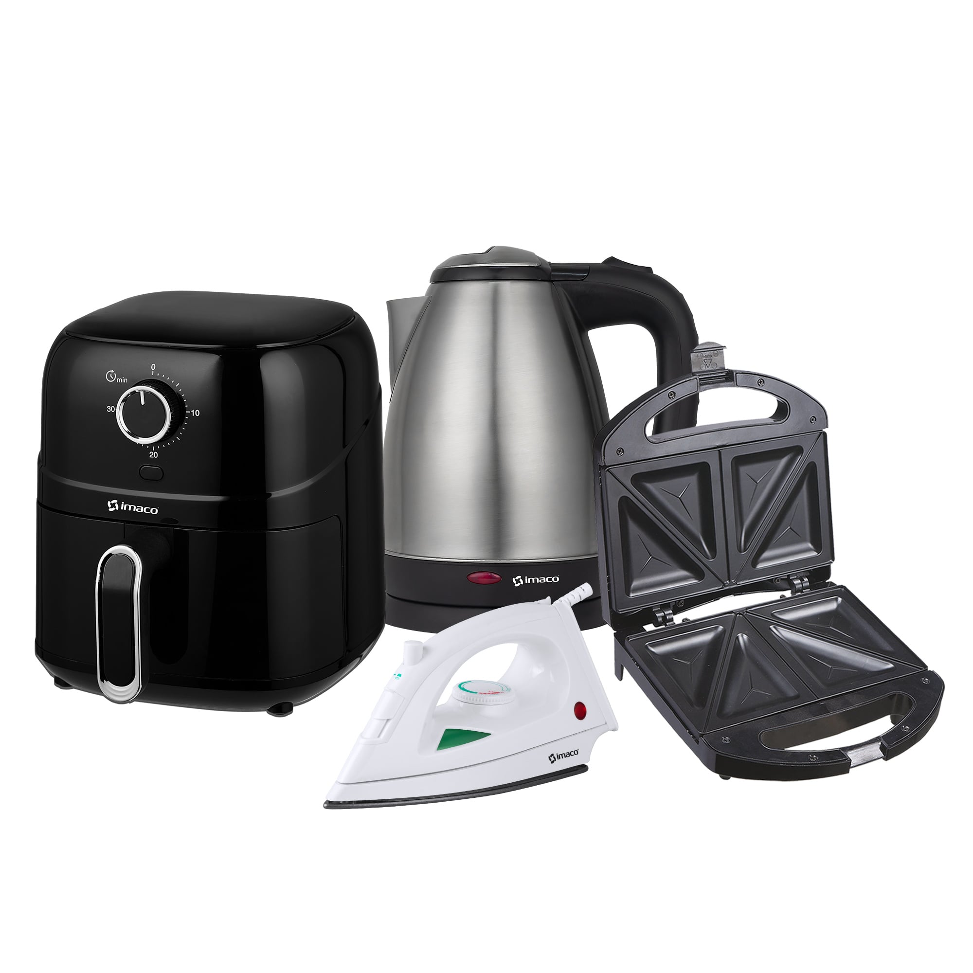 CUATRI-COMBO FREIDORA + SANDWICHERA + HERVIDOR + PLANCHA IMACO - 1