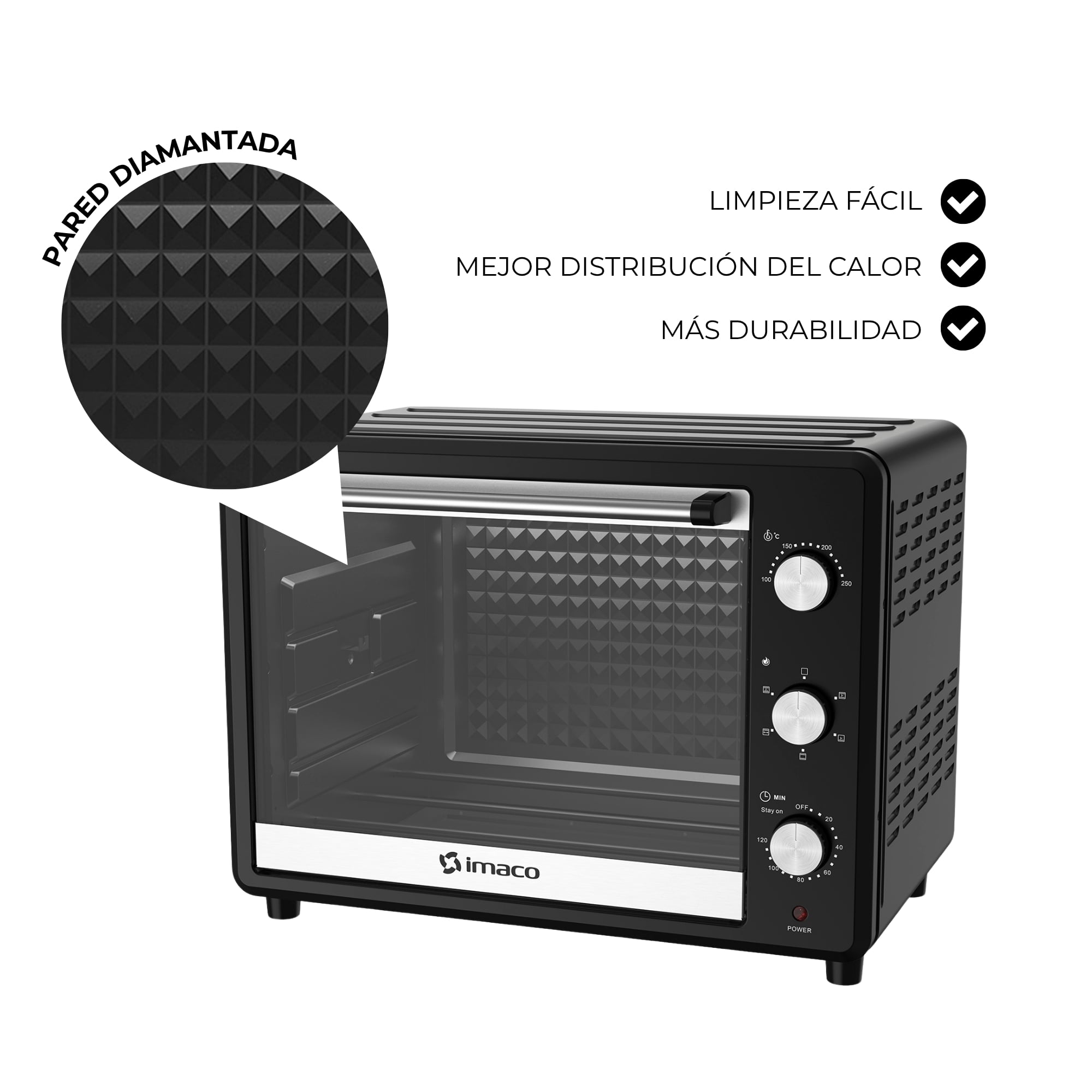 HORNO ELÉCTRICO NEGRO 55 LITROS C/ROSTICERO HEB55R IMACO - 1