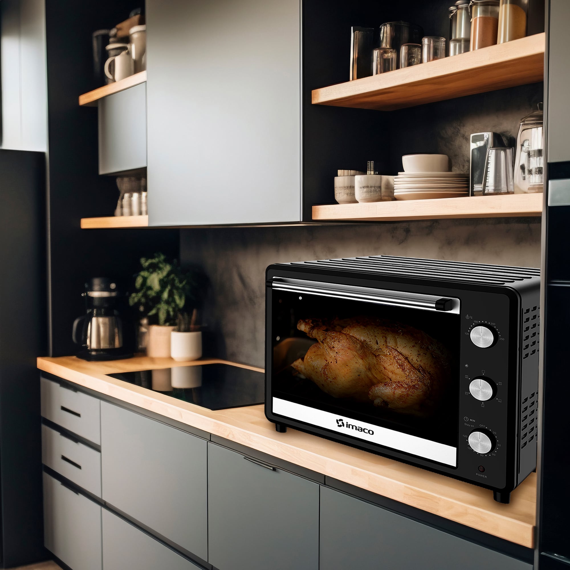 HORNO ELÉCTRICO NEGRO 55 LITROS C/ROSTICERO HEB55R IMACO - 7