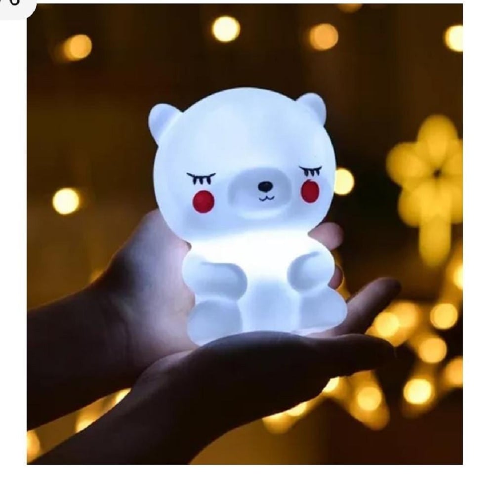 MINI LAMPARA NOCTURNA LUZ LED INFANTIL OSITO BLANCO - 1