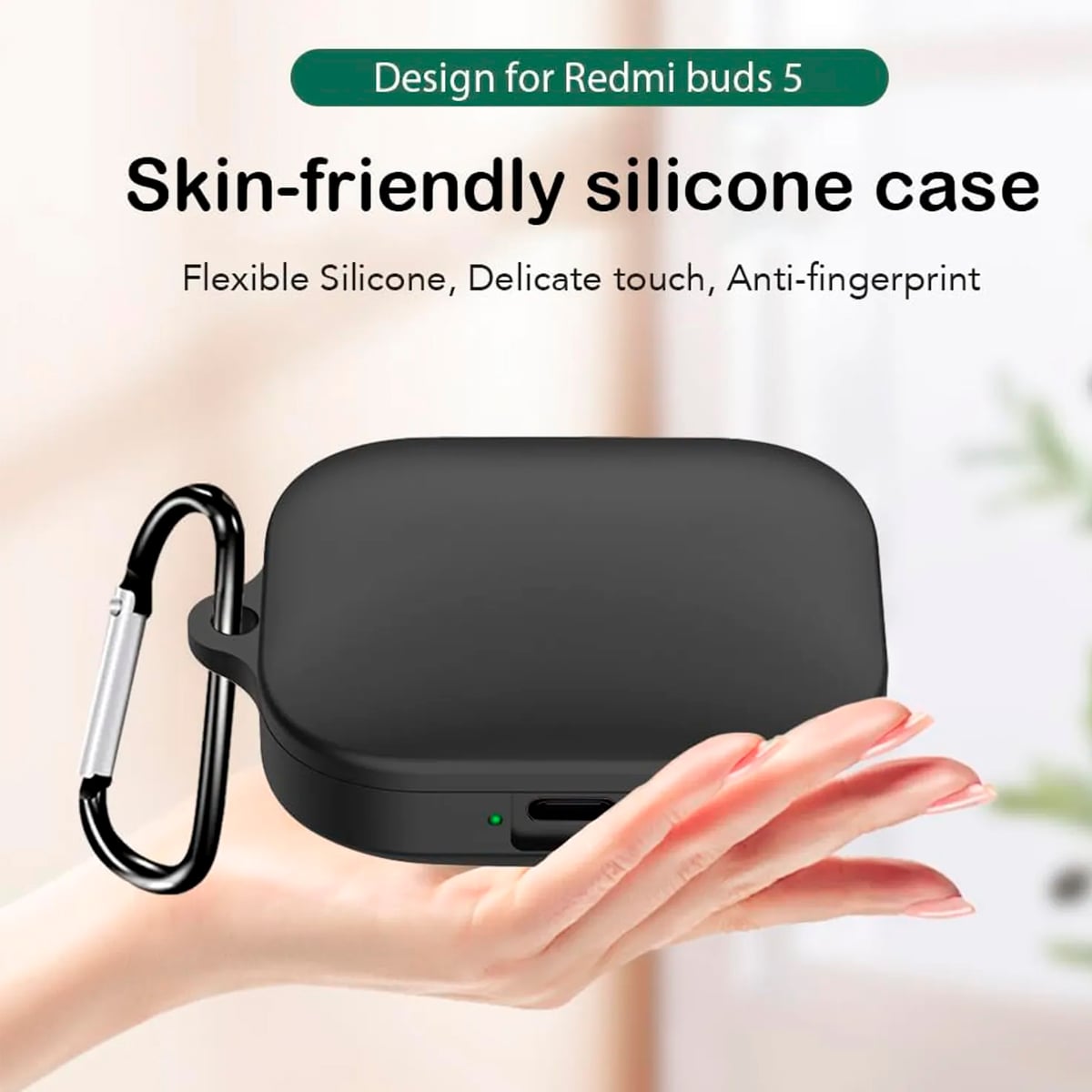 CASE DE SILICONA PARA XIAOMI BUDS 6 ACTIVE - NEGRO - 2